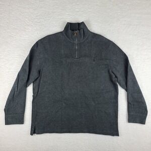 Polo‎ Ralph Lauren Sweater Mens XL Dark Gray Cotton Quarter Zip Sweatshirt VTG